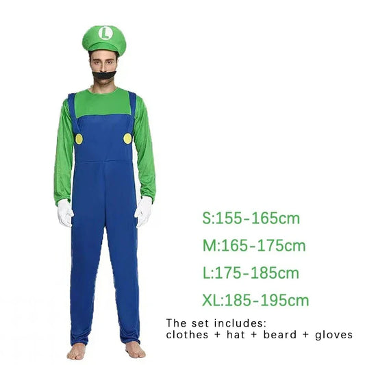 Jeu Marios Super Luigi frères uniforme ensemble Cosplay Costumes drôle Anime adulte hommes combinaison femme robe Halloween Costume