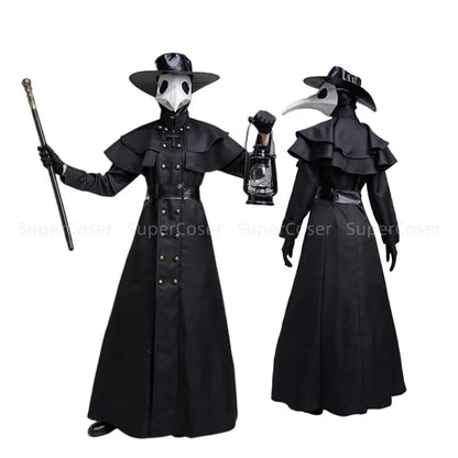 Halloween Middeleeuwse Capuchon Gewaad Plague Doctor Kostuum Masker Hoed voor Mannen Monnik Cosplay Steampunk Priester Horror Tovenaarsmantel Cape 5XL
