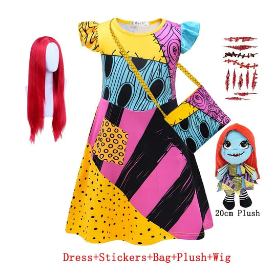 Bébé filles Halloween Cosplay fête Sally robes le cauchemar avant noël Anime enfants horreur Cosplay Costume tenue