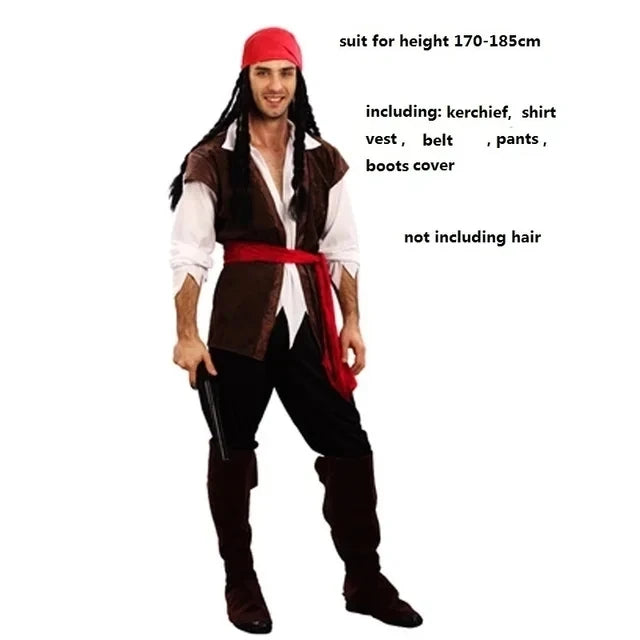 Piraat Pirates of the Caribbean Cosplay Captain Jack Sparrow Kostuum Mannen Vrouwen Vrouwelijke Mannelijke Vrouwelijke Carnaval Halloween Sexy Set