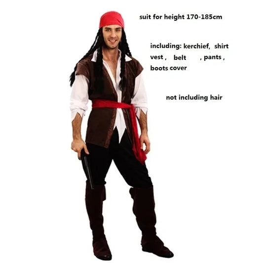 Piraat Pirates of the Caribbean Cosplay Captain Jack Sparrow Kostuum Mannen Vrouwen Vrouwelijke Mannelijke Vrouwelijke Carnaval Halloween Sexy Set