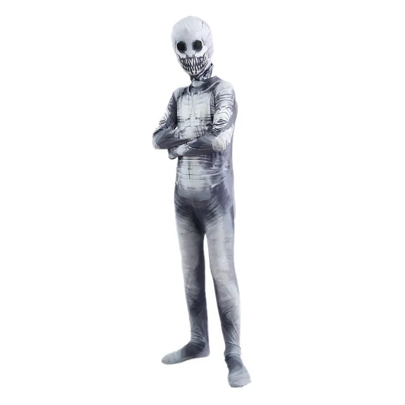 Combinaison squelette de venin imprimé dessin animé, Costume d'horreur d'halloween Grim Reaper, masque de jeu de rôle pour adulte, déguisement