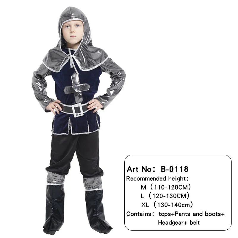 Costume de gladiateur guerrier grec romain pour enfants, déguisement de chevalier pour garçons, Cosplay, fête de carnaval, sans arme