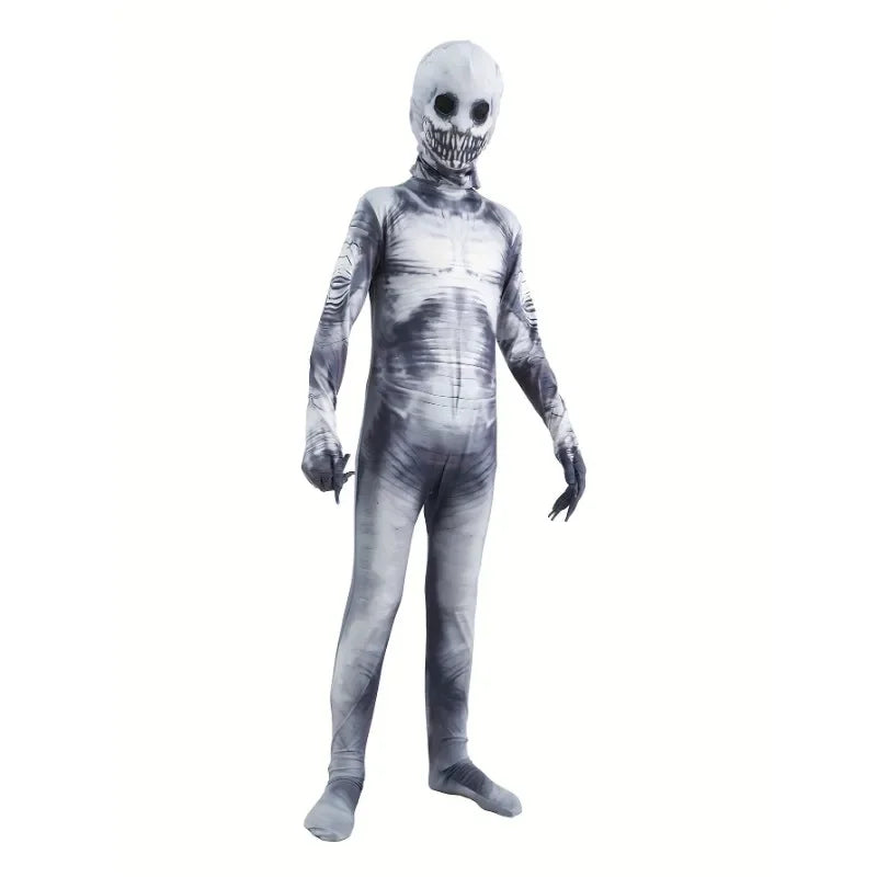 Combinaison squelette de venin imprimé dessin animé, Costume d'horreur d'halloween Grim Reaper, masque de jeu de rôle pour adulte, déguisement