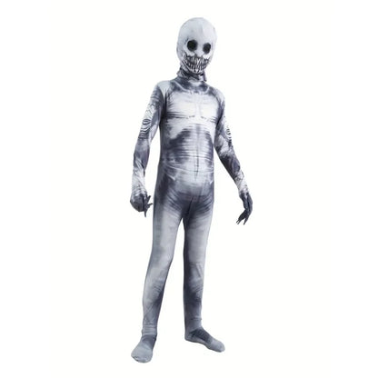 Combinaison squelette de venin imprimé dessin animé, Costume d'horreur d'halloween Grim Reaper, masque de jeu de rôle pour adulte, déguisement