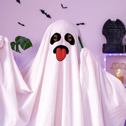 Schattige kinderen Halloween horror mantel Cape Anime geen gezicht cosplay kostuums Ghost witte kwastjes mantel Unisex Halloween kostuum volledige set