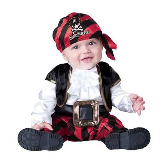 Costume de capitaine Pirate pour bébés garçons et filles, barboteuse pour nourrissons en bas âge, combinaison Umorden Halloween, robe fantaisie de fête pourim, rayures rouges
