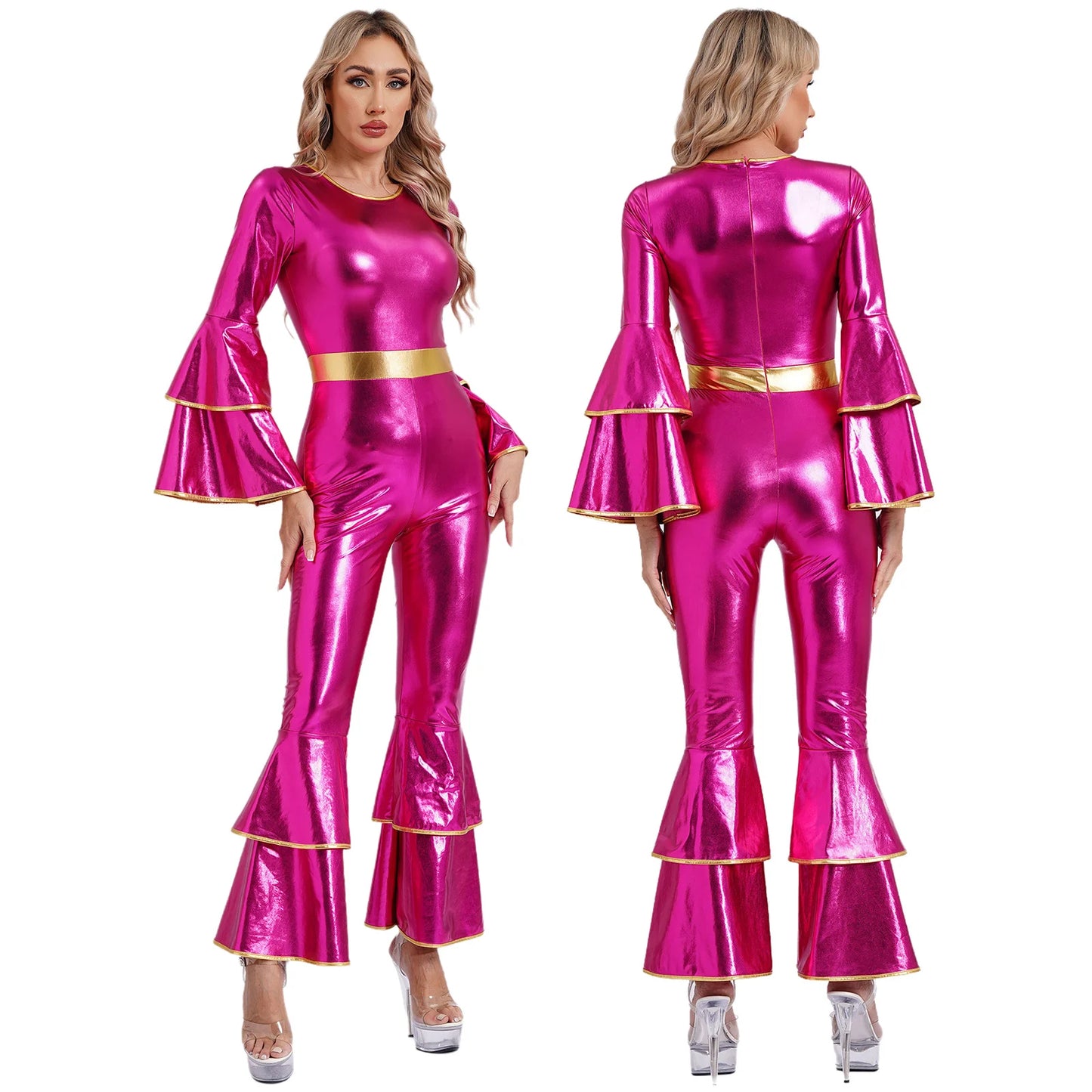 Costumes Chang pour femmes, combinaison de danse rétro métallique brillante, fête à thème Hiphelicopter, Halloween Cosplay, robe de paupières, sexy, années 70 et 80