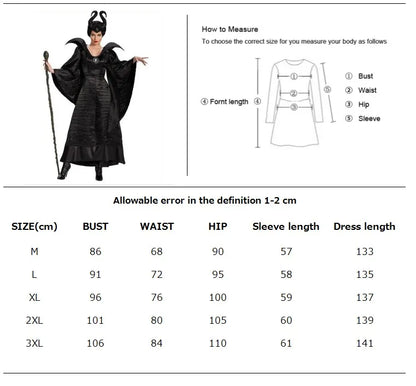 Maleficent Halloween Kostuum Jurk Voor Volwassen Heks Kleding Met Maleficent Horens Hoed Outfit Vrouwen Evil Jurk Demon Queen