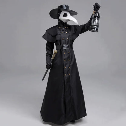Halloween Middeleeuwse Capuchon Gewaad Plague Doctor Kostuum Masker Hoed voor Mannen Monnik Cosplay Steampunk Priester Horror Tovenaarsmantel Cape 5XL