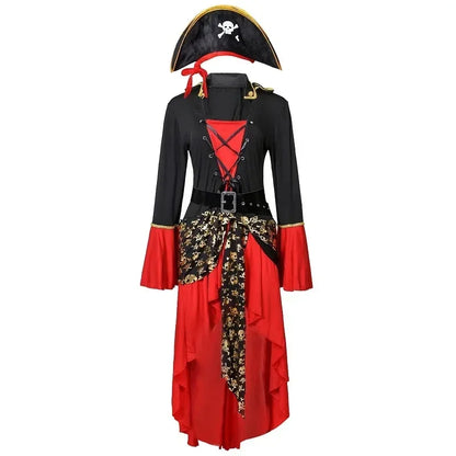 Female Caribbean Pirates Captain Cosplay Costume Halloween Suit Gothic Jack Woman Fancy Dress Role Playing Cosplay Suit Fancy