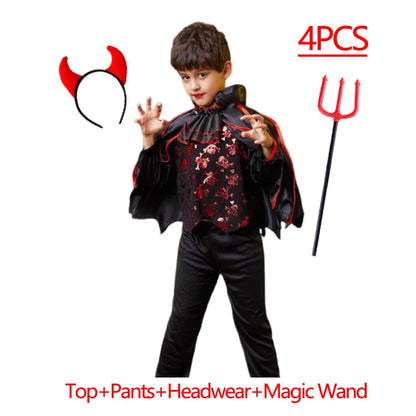 Filles garçons robe de Vampire enfant fantôme mariée gothique Cosplay Vampire diable chauve-souris Halloween Costume Vampiran carnaval tenue vêtements