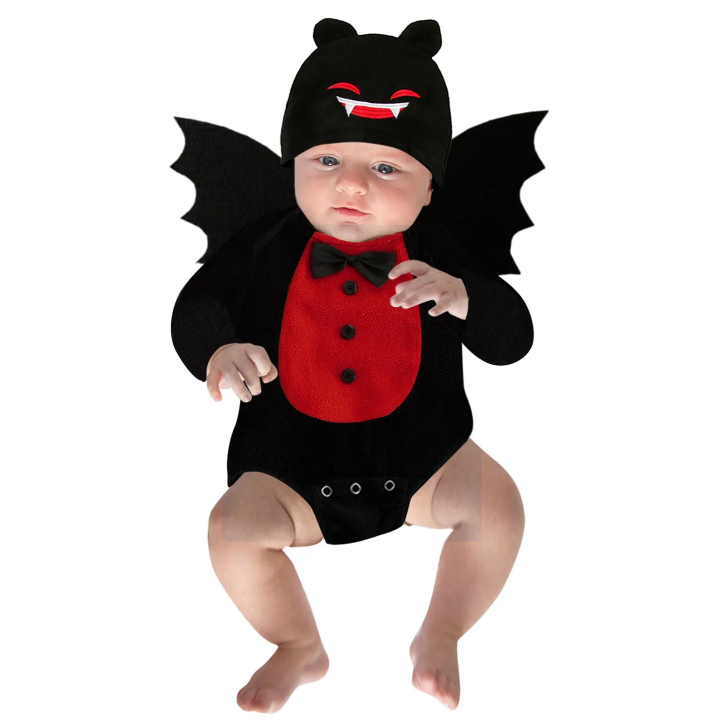 Umorden-Costume de chauve-souris pour bébés garçons et filles, barboteuse de batterie, costume d'Halloween, chapeau d'ailes, olympiques SAFVampire souriants, ensemble de 3 pièces