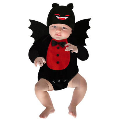 Umorden-Costume de chauve-souris pour bébés garçons et filles, barboteuse de batterie, costume d'Halloween, chapeau d'ailes, olympiques SAFVampire souriants, ensemble de 3 pièces