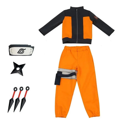 Anime Kids Uzumaki Akatsuki Cosplay Boys Girls Uzumaki Jacket Pants Headband Frog Wallet Child Uniform Kunai Halloween Costume