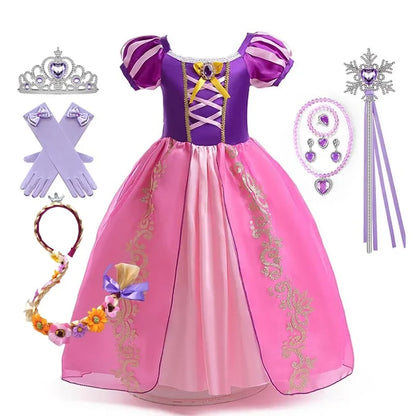 Robe de princesse pour filles, Costume d'halloween Disney Cosplay cendrillon blanche-neige aurore raiponce, robes de fête d'anniversaire pour enfants (Copie)