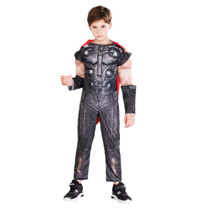 Thor Muscle Costume enfants jouet éclairer hache Halloween Cosplay Costume film personnage super-héros fantaisie carnaval combinaison