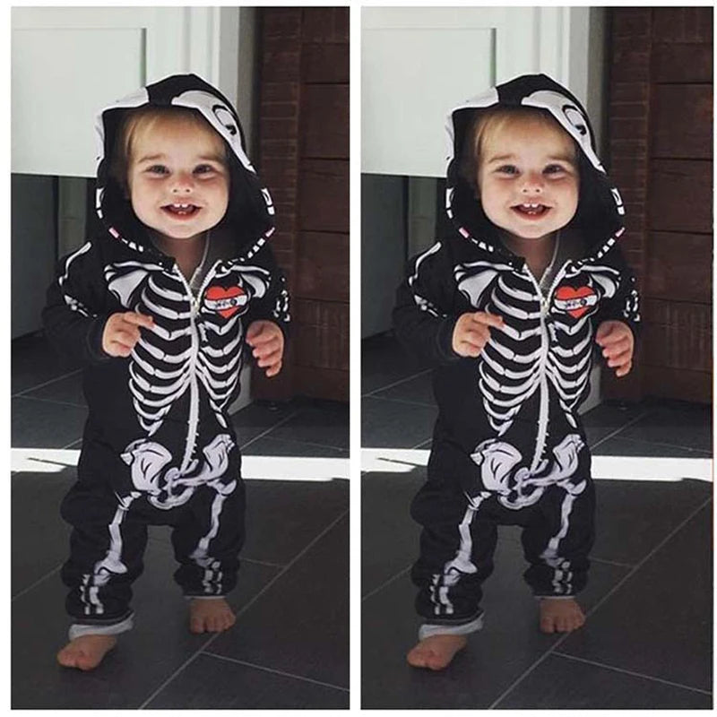 Umorden bébé squelette Costume barboteuse tenue à capuche combinaison infantile enfant en bas âge pourim Halloween déguisement