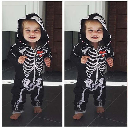 Umorden bébé squelette Costume barboteuse tenue à capuche combinaison infantile enfant en bas âge pourim Halloween déguisement