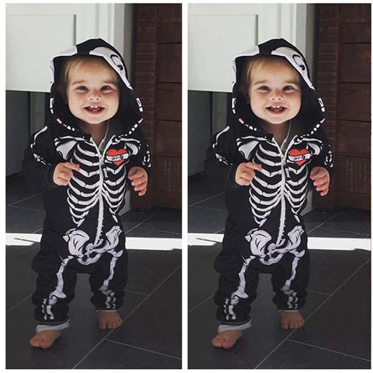 Umorden bébé squelette Costume barboteuse tenue à capuche combinaison infantile enfant en bas âge pourim Halloween déguisement