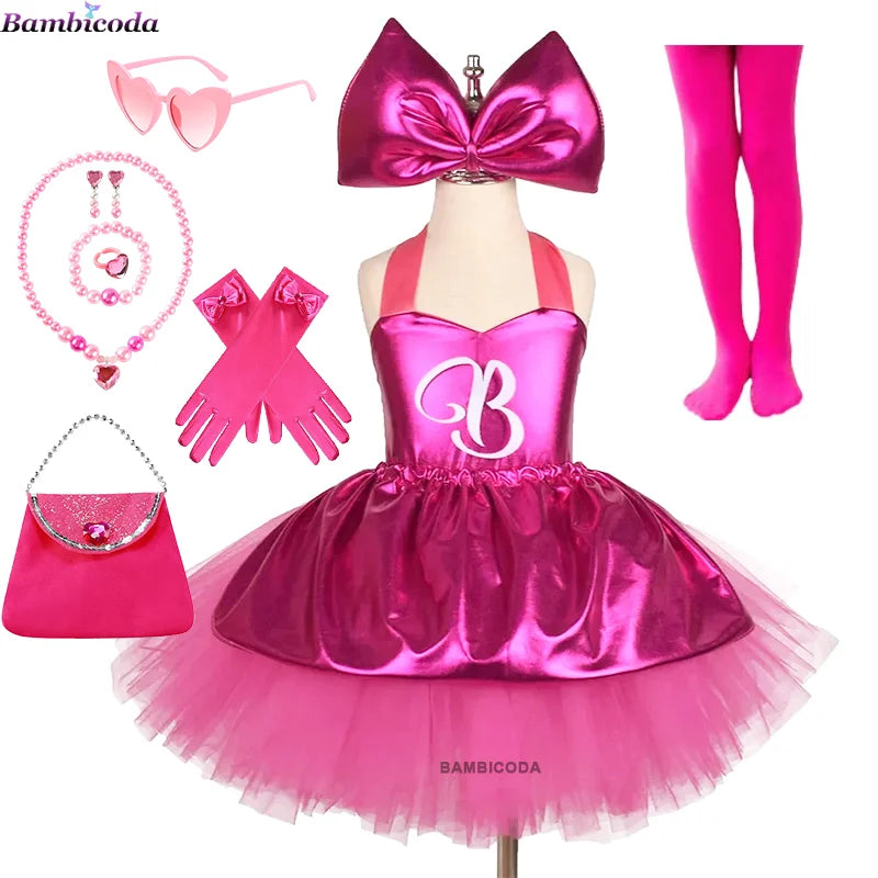 Prinses Meisjes Rosy Knielengte Ba-bi Tutu Jurken voor Meisje Verjaardagsfeestje Halloween Kerst Kostuums Cosplay