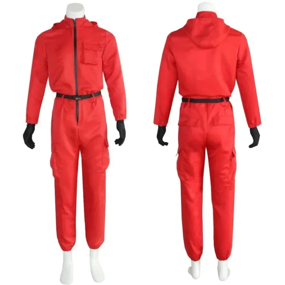 Ensemble de costumes de combinaison rose de jeu TV (gants + bretelles)-ensemble de cosplay respirant, vêtements de fête pour jeu de rôle pour garçons et filles