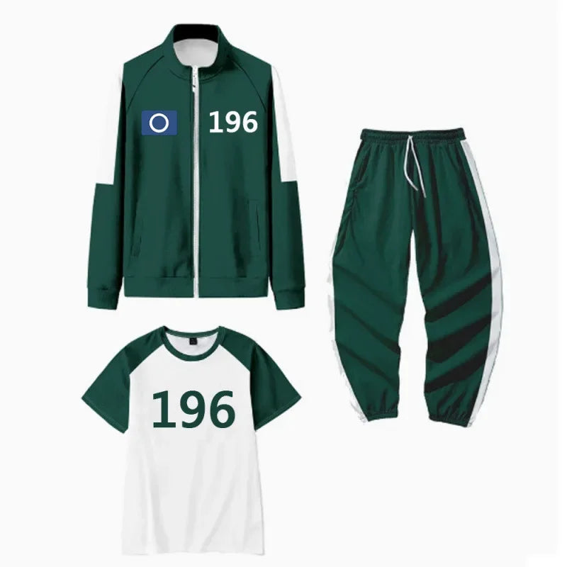 Nieuwe digitale genummerde rits hoodie sportkleding driedelige set diepgroen blauw casual comfortabele herenkleding uit China