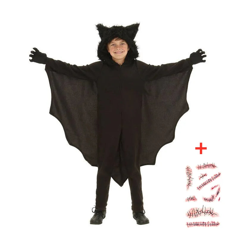 Kids Unisex Vampier Capuchon Kostuum Kind sexy cosplay Jumpsuit Halloween Cosplay Kostuum Set Handschoen cadeau vestidos de fiesta
