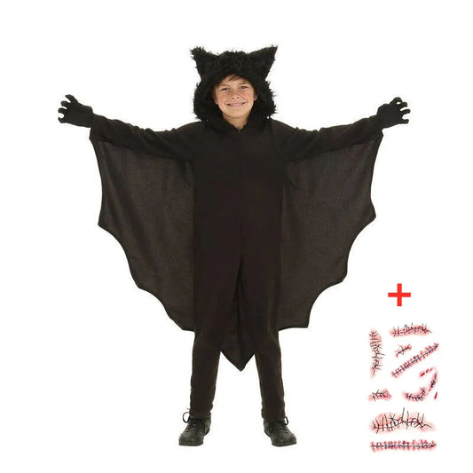 Kids Unisex Vampier Capuchon Kostuum Kind sexy cosplay Jumpsuit Halloween Cosplay Kostuum Set Handschoen cadeau vestidos de fiesta
