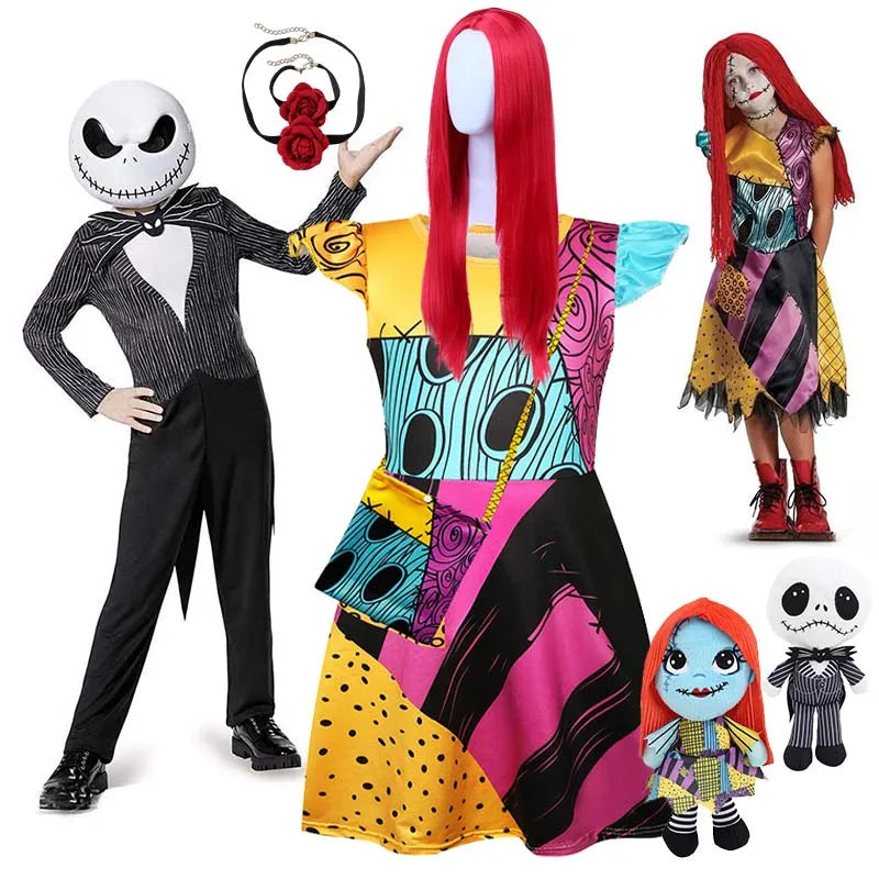 Bébé filles Halloween Cosplay fête Sally robes le cauchemar avant noël Anime enfants horreur Cosplay Costume tenue