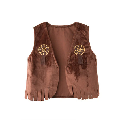 4 STKS Cowboy Dress Up Outfits Past Baby Jongens Kleding Vest + Sjaal + Broek + Hoeden Voor Peuter Purim Halloween Carnaval Verjaardag kostuum