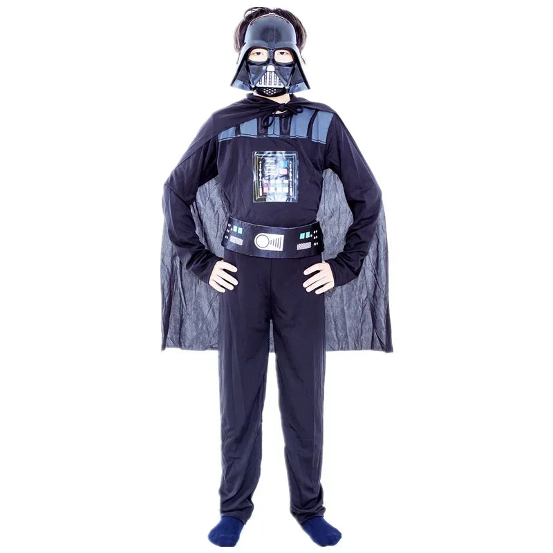 Jongens klassieke filmmasker kostuum bedrukte cartoon Darth Vader Cape Armor Onesie Halloween Kids Fantasy Cosplay kostuum