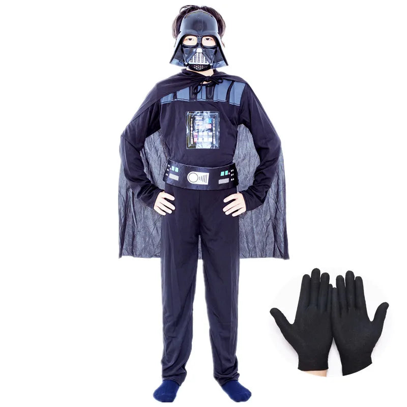 Jongens klassieke filmmasker kostuum bedrukte cartoon Darth Vader Cape Armor Onesie Halloween Kids Fantasy Cosplay kostuum