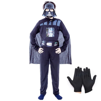 Jongens klassieke filmmasker kostuum bedrukte cartoon Darth Vader Cape Armor Onesie Halloween Kids Fantasy Cosplay kostuum