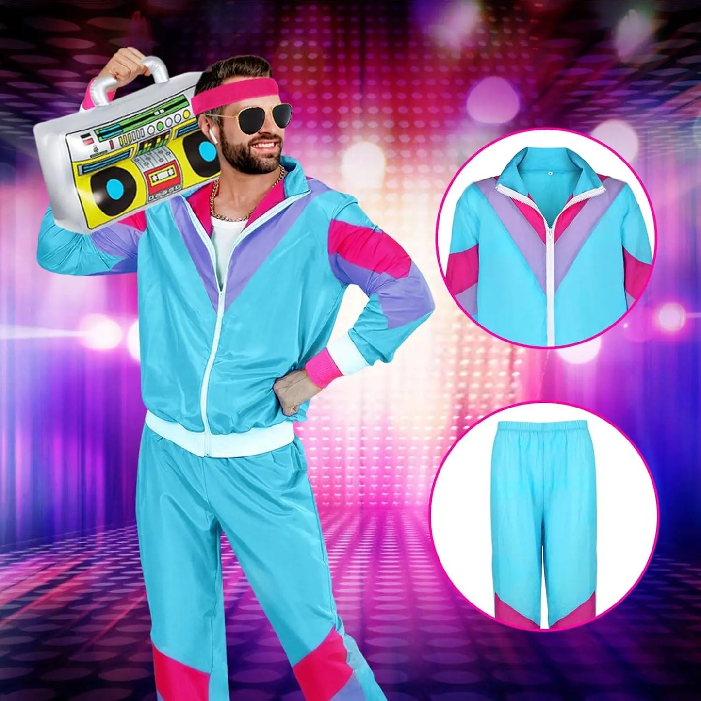 Jaren '80 Jaren '90 Verkleedkostuums voor mannen Koppels Stag Do Outfit Verkleedkostuum Hip Hop Retro Trainingspak Volwassen Jas Broek