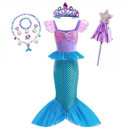 Zeemeermin Verjaardagsfeestjurk Zomer Meisje Zeemeermin Kostuum Carnaval Anime Cosplay Outfits 2-10 Jaar Kinderen Fantasie Vermomming Prom Jurk