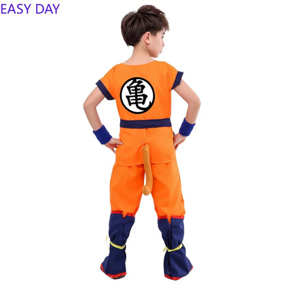 Costumes de cosplay anime Son Goku pour enfants, vêtements d'entraînement krmonaires, tenues de héros souriants, perruque Super Saisuperb, costume de fête Comic Con