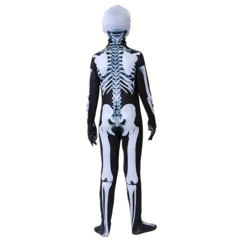 3-12Y Halloween jongens skelet kostuum bedrukt skelet masker jumpsuit met eng masker griezelige duivel rollenspel vakantiefeest