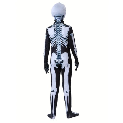 3-12Y Halloween jongens skelet kostuum bedrukt skelet masker jumpsuit met eng masker griezelige duivel rollenspel vakantiefeest