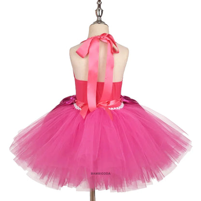 Prinses Meisjes Rosy Knielengte Ba-bi Tutu Jurken voor Meisje Verjaardagsfeestje Halloween Kerst Kostuums Cosplay