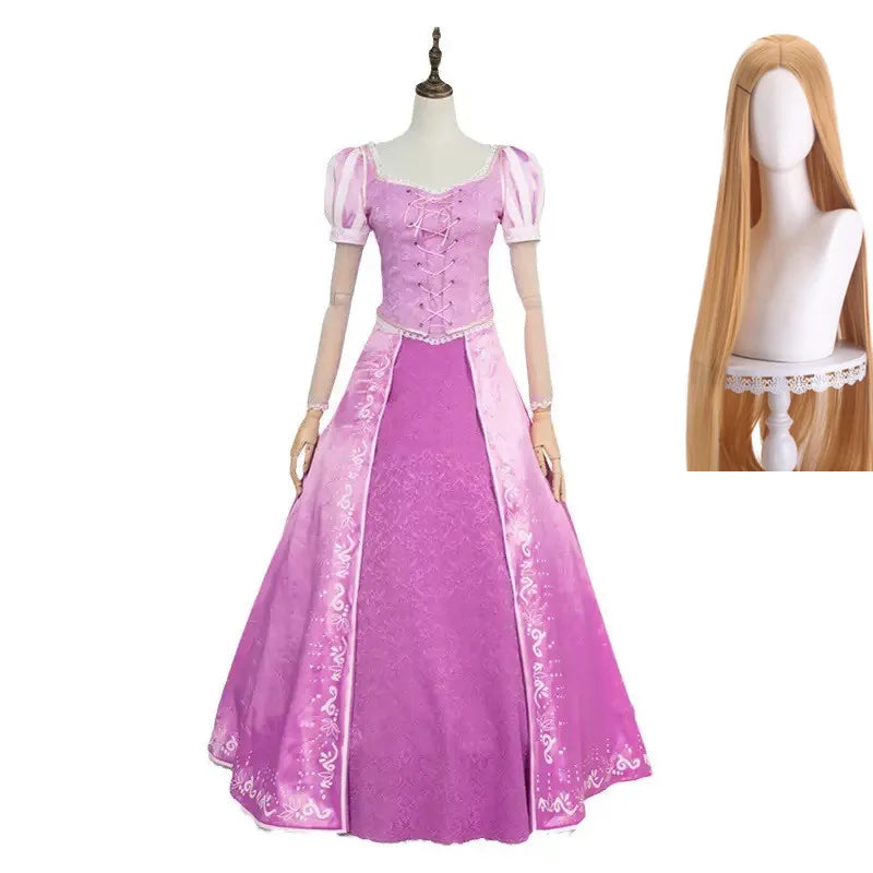 Tangled Rapunzel Cosplay Kostuum Volwassen Vrouwen Prinses Paarse Jurk Outfit Halloween Carnaval Party Kleding Pruik voor Volwassen