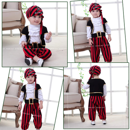 Costume de capitaine Pirate pour bébés garçons et filles, barboteuse pour nourrissons en bas âge, combinaison Umorden Halloween, robe fantaisie de fête pourim, rayures rouges