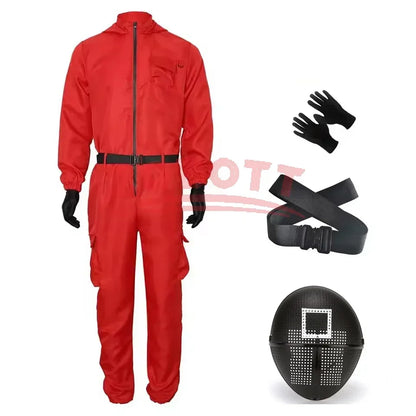 Ensemble de costumes de combinaison rose de jeu TV (gants + bretelles)-ensemble de cosplay respirant, vêtements de fête pour jeu de rôle pour garçons et filles