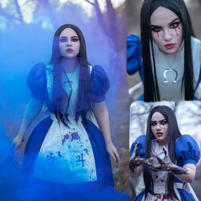 Anime Alice Prinses Jurk Meid Schort Jurk Spel Madness Returns Alice Cosplay Kostuum Voor Vrouwen Meisjes Halloween Party