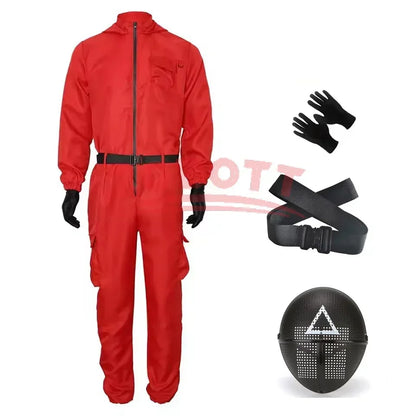 Ensemble de costumes de combinaison rose de jeu TV (gants + bretelles)-ensemble de cosplay respirant, vêtements de fête pour jeu de rôle pour garçons et filles