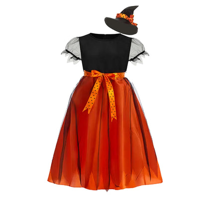 Filles sorcière Halloween Costume enfants Cosplay Vampire chauve-souris rouge chaperon robes enfants habiller vêtements avec chapeau fête de carnaval