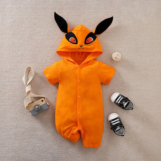 Combinaison d'Été en Coton à Manches Courtes pour Bébé de 0 à 18 Mois, Tenue Décontractée, Motif Renard Mignon, Animal de Dessin Animé, Cosplay