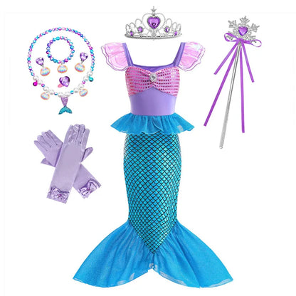 Zeemeermin Verjaardagsfeestjurk Zomer Meisje Zeemeermin Kostuum Carnaval Anime Cosplay Outfits 2-10 Jaar Kinderen Fantasie Vermomming Prom Jurk