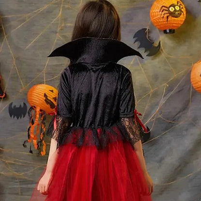 Robe d'halloween de Vampire pour filles, Costume gothique de mariée fantôme pour enfants, tenue de carnaval Vampiran, vêtements noirs et rouges, 2025
