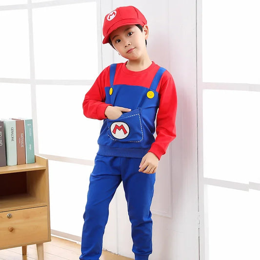 Super Mari0s Bros Anime Cosplay Costumes with Hats Suit Boys Girls Kawaii Dancing Dress Performance Costumes Children's Clothing